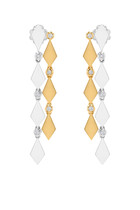 Mosaic Long Earrings, 18k Mixed Gold & Diamonds